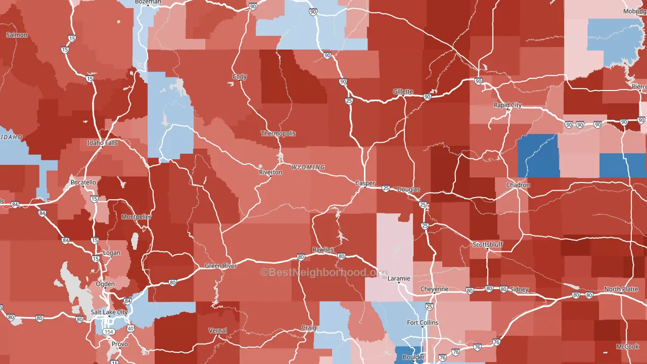 Wyoming block-group political-lean map