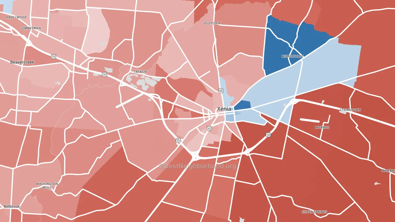 Xenia, OH block-group political-lean map