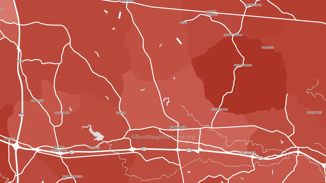 Yadkin County, NC block-group political-lean map