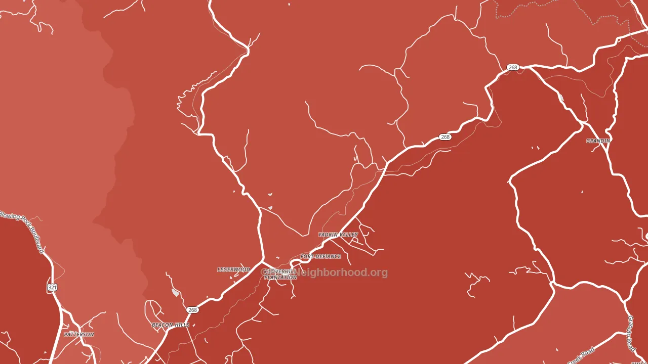 Yadkin Valley, NC block-group political-lean map