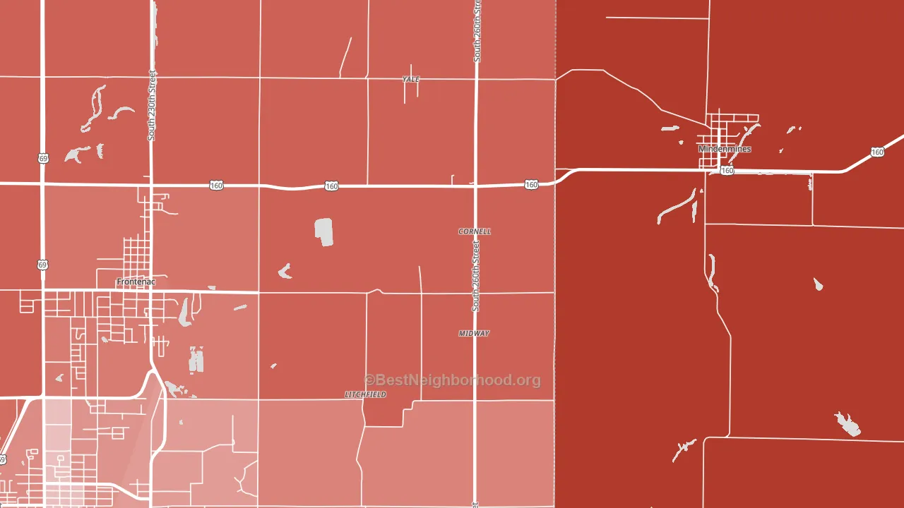 Yale, KS block-group political-lean map