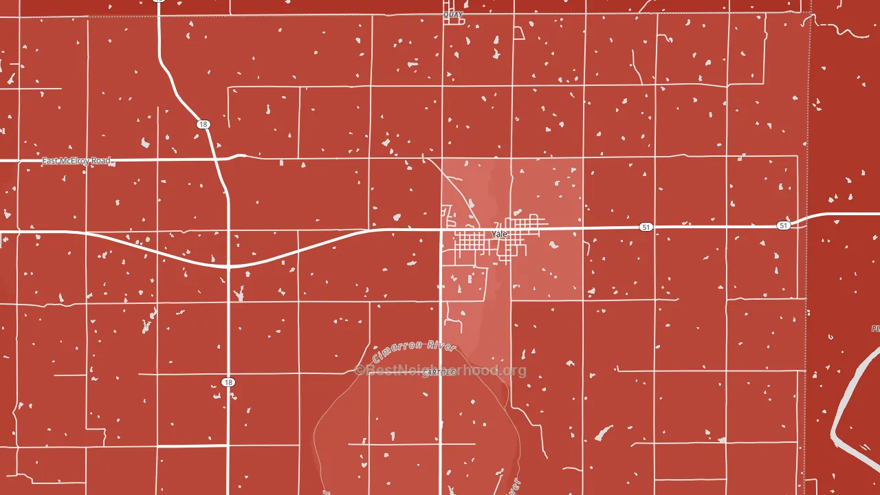 Yale, OK block-group political-lean map