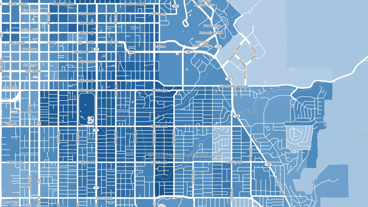 Yalecrest, Salt Lake City, UT block-group political-lean map