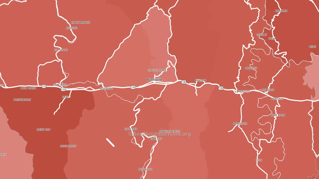 Yancey County, NC block-group political-lean map