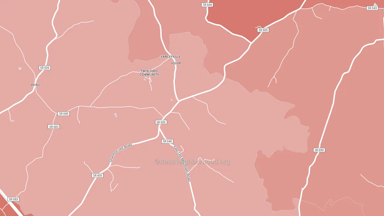 Yanceyville, VA block-group political-lean map