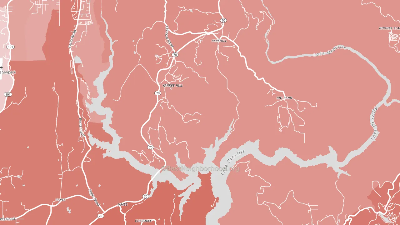 Yankee Hill, CA block-group political-lean map