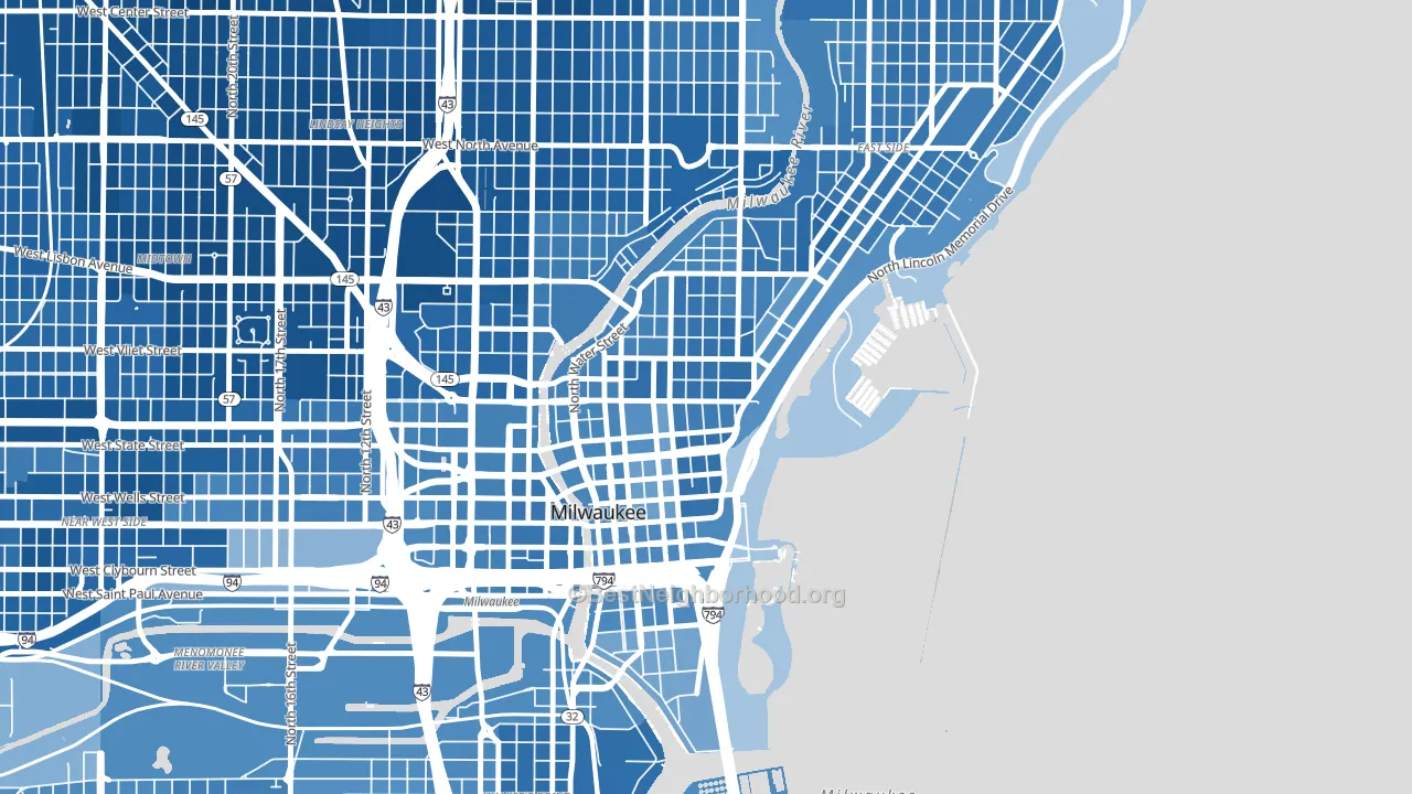 Yankee Hill, Milwaukee, WI block-group political-lean map