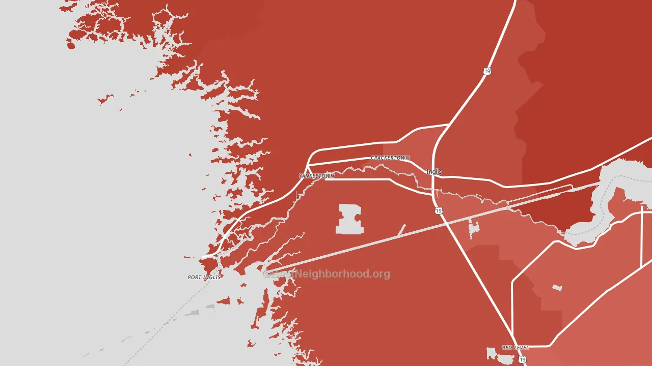 Yankeetown, FL block-group political-lean map