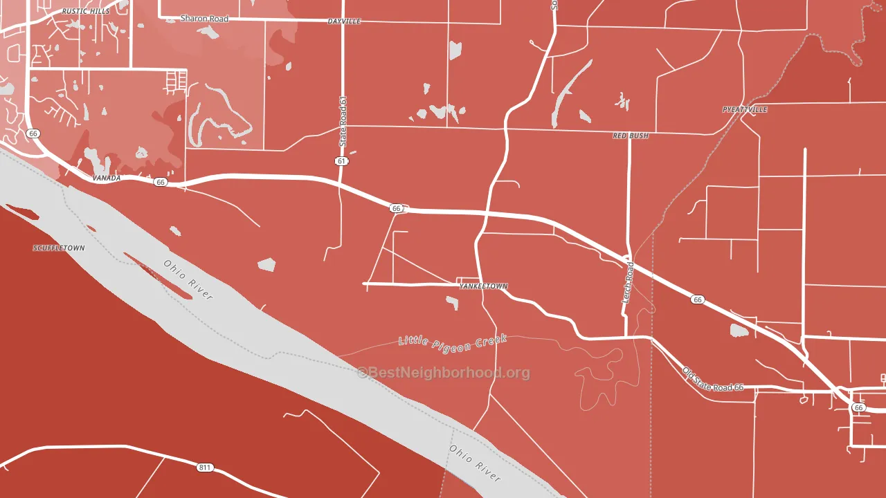 Yankeetown, IN block-group political-lean map