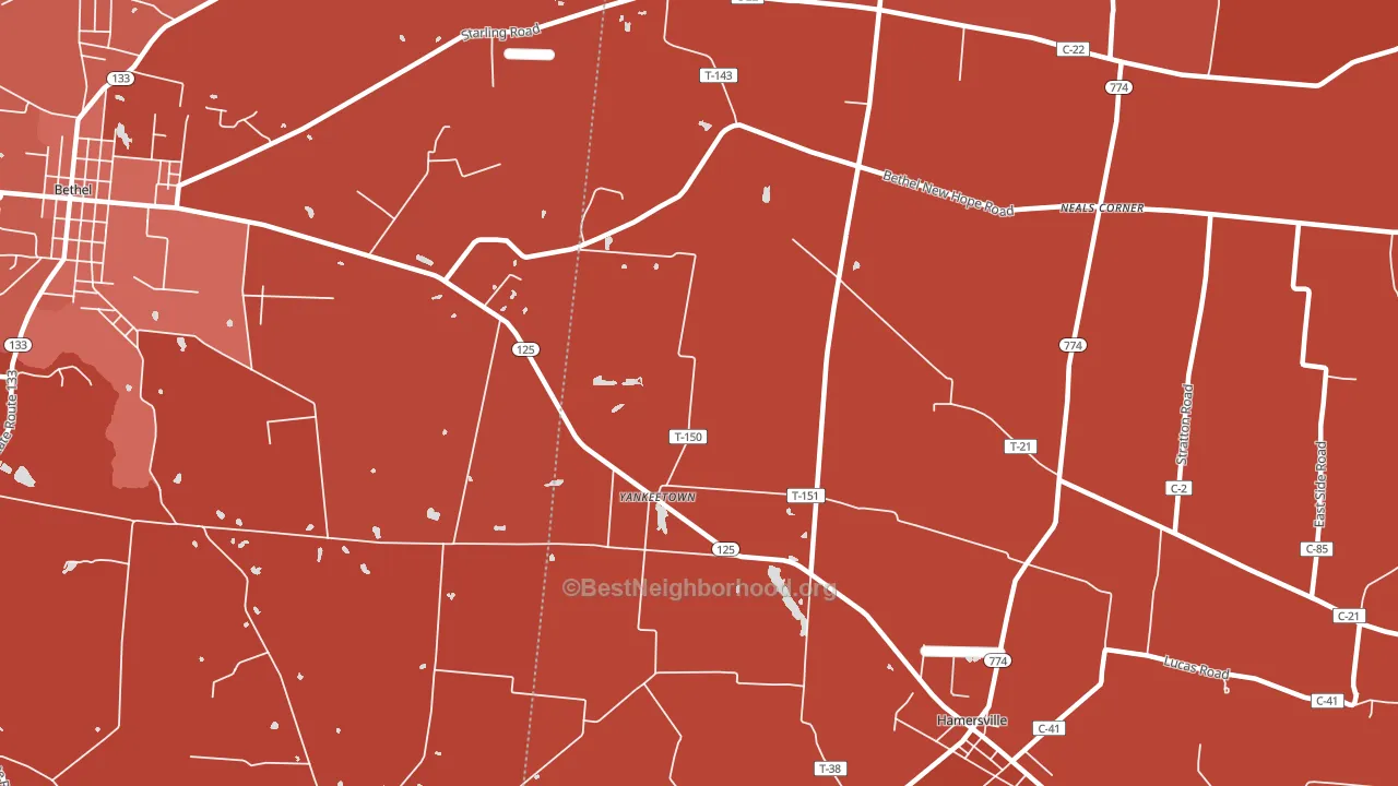 Yankeetown, OH block-group political-lean map