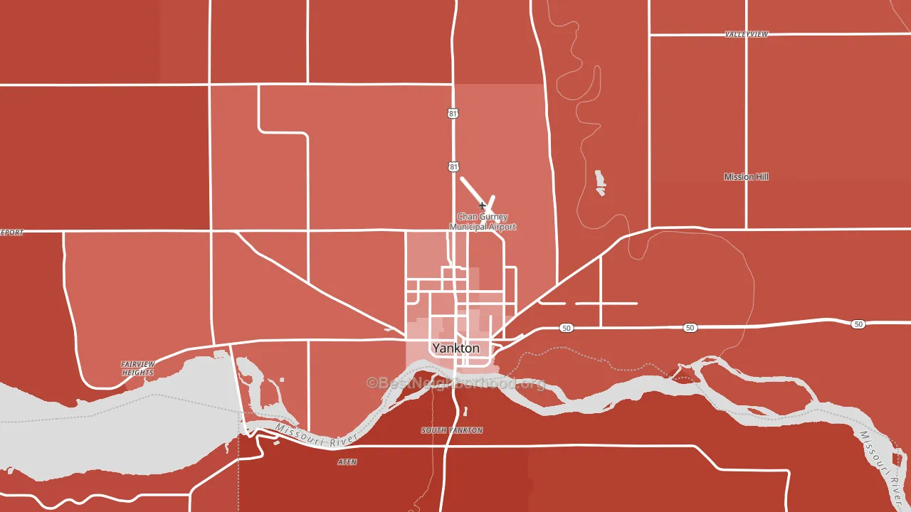 Yankton County, SD block-group political-lean map