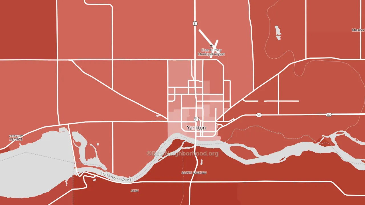 Yankton, SD block-group political-lean map