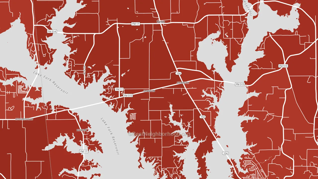 Yantis, TX block-group political-lean map