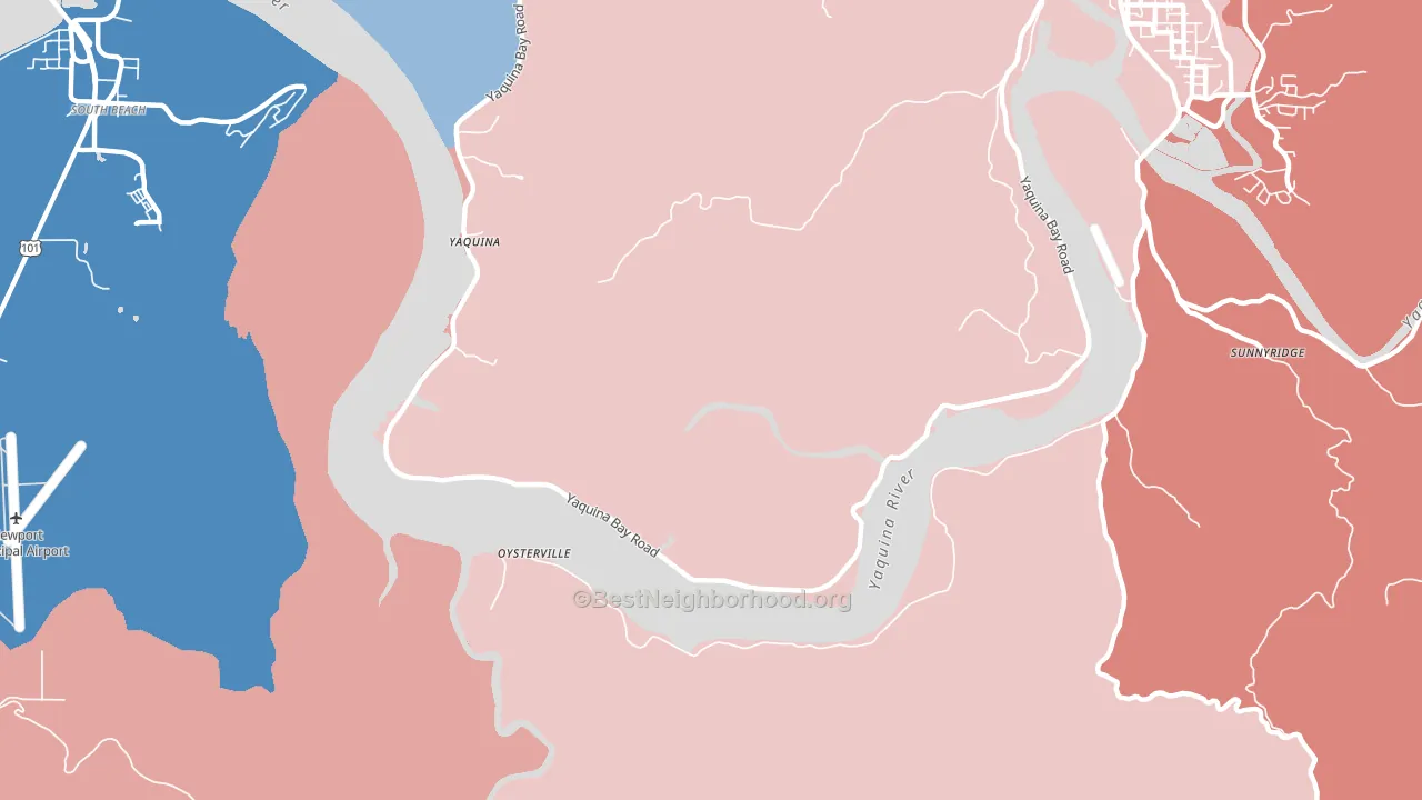 Yaquina, OR block-group political-lean map