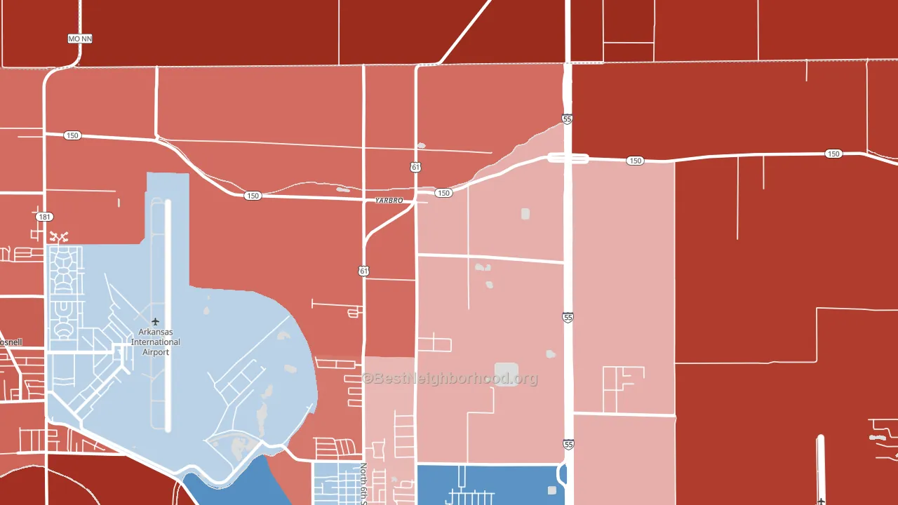Yarbro, AR block-group political-lean map