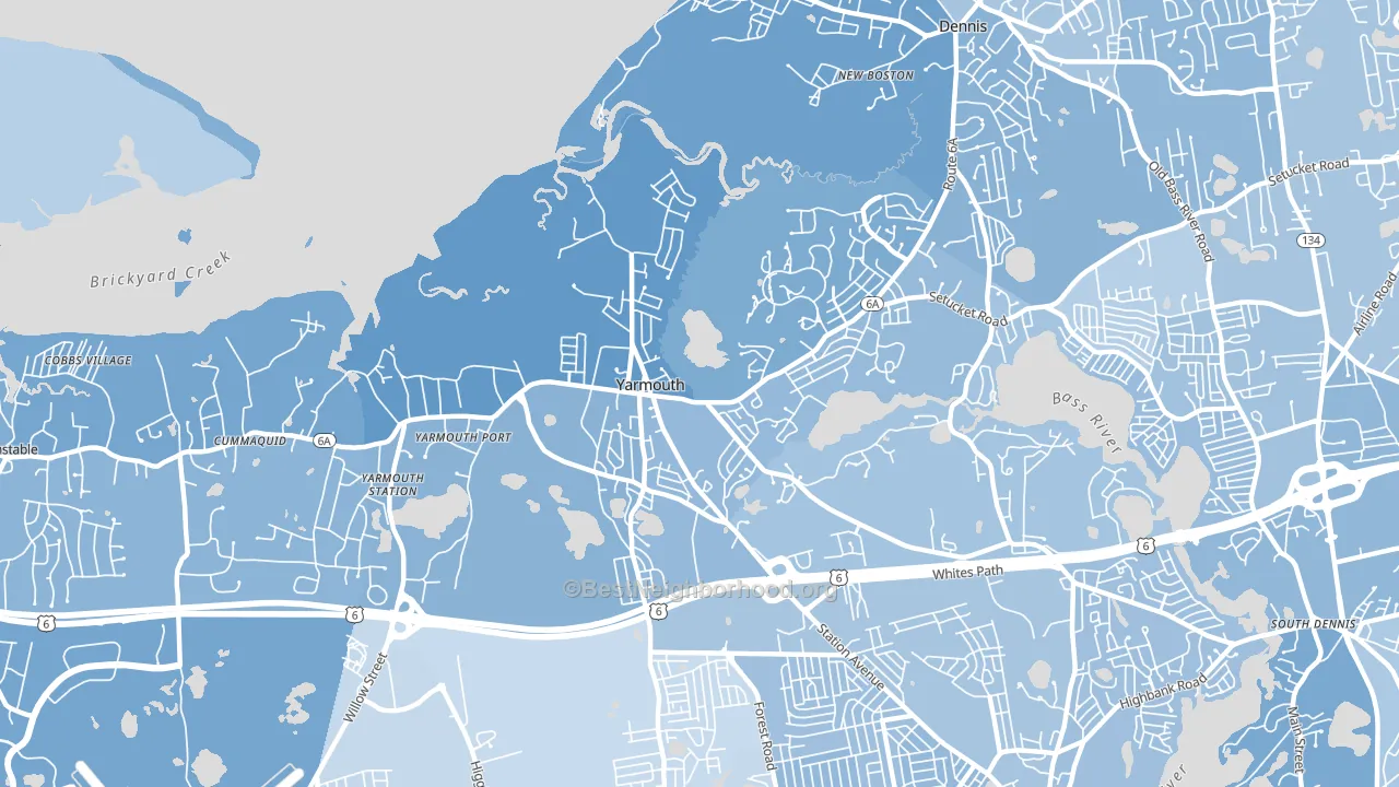 Yarmouth Port, MA block-group political-lean map