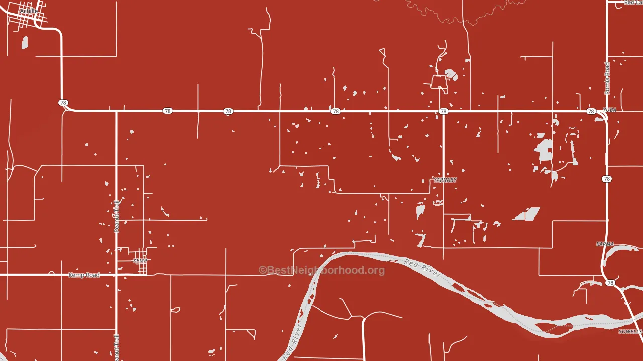 Yarnaby, OK block-group political-lean map