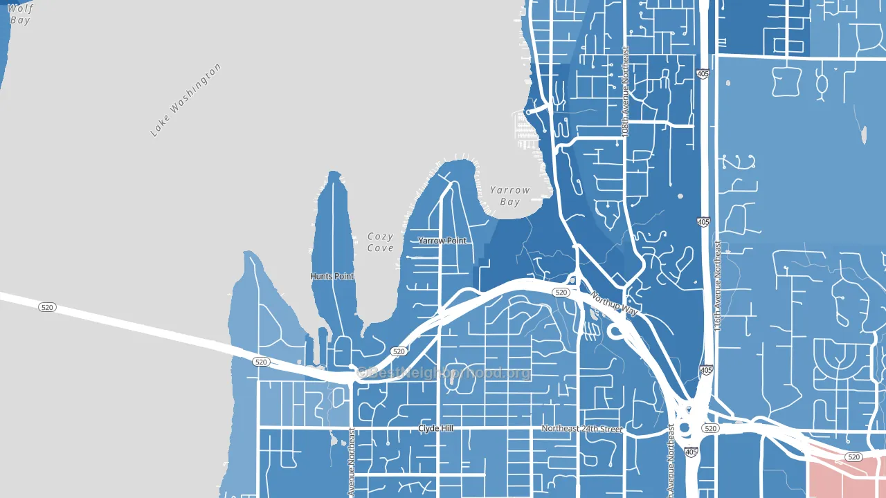 Yarrow Point, WA block-group political-lean map