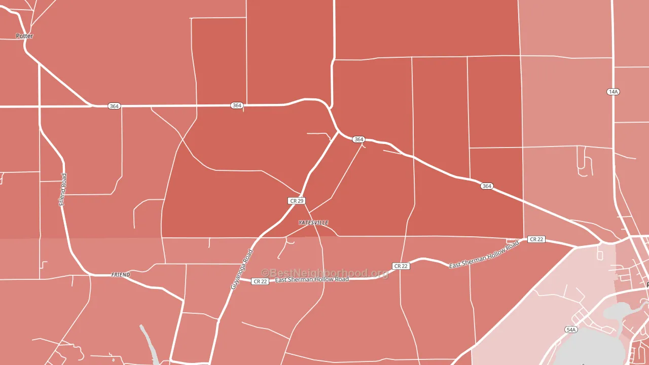 Yatesville, NY block-group political-lean map
