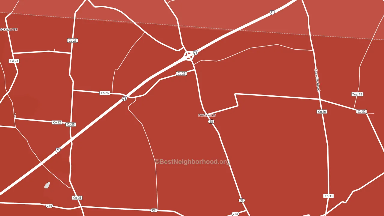 Yatesville, OH block-group political-lean map