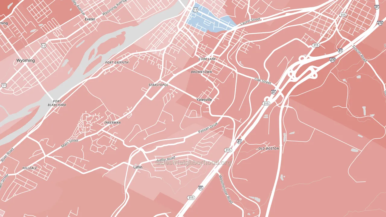 Yatesville, PA block-group political-lean map