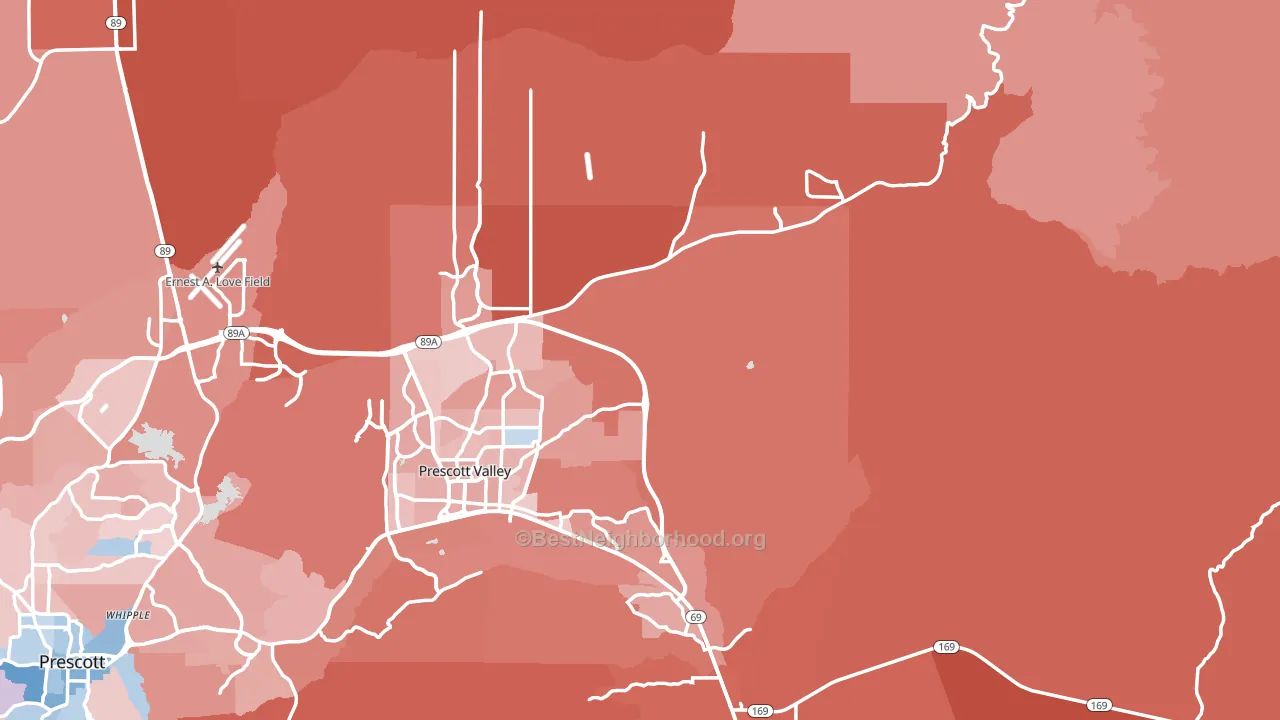 Yavapai County, AZ block-group political-lean map
