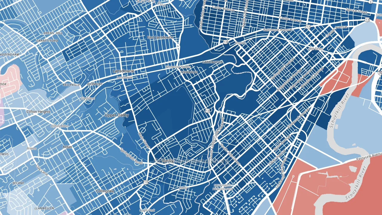Yeadon, PA block-group political-lean map
