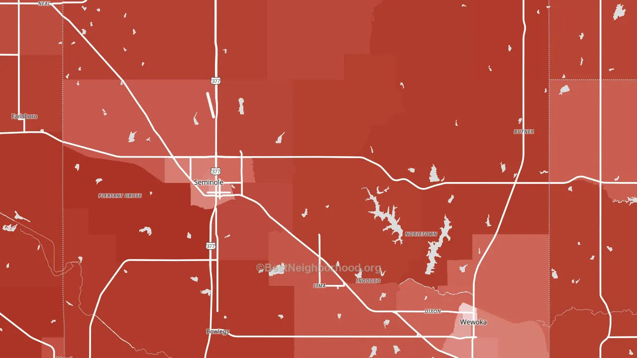 Yeager, OK block-group political-lean map