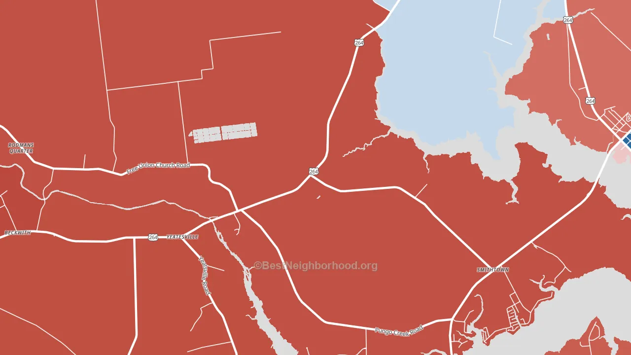 Yeatesville, NC block-group political-lean map