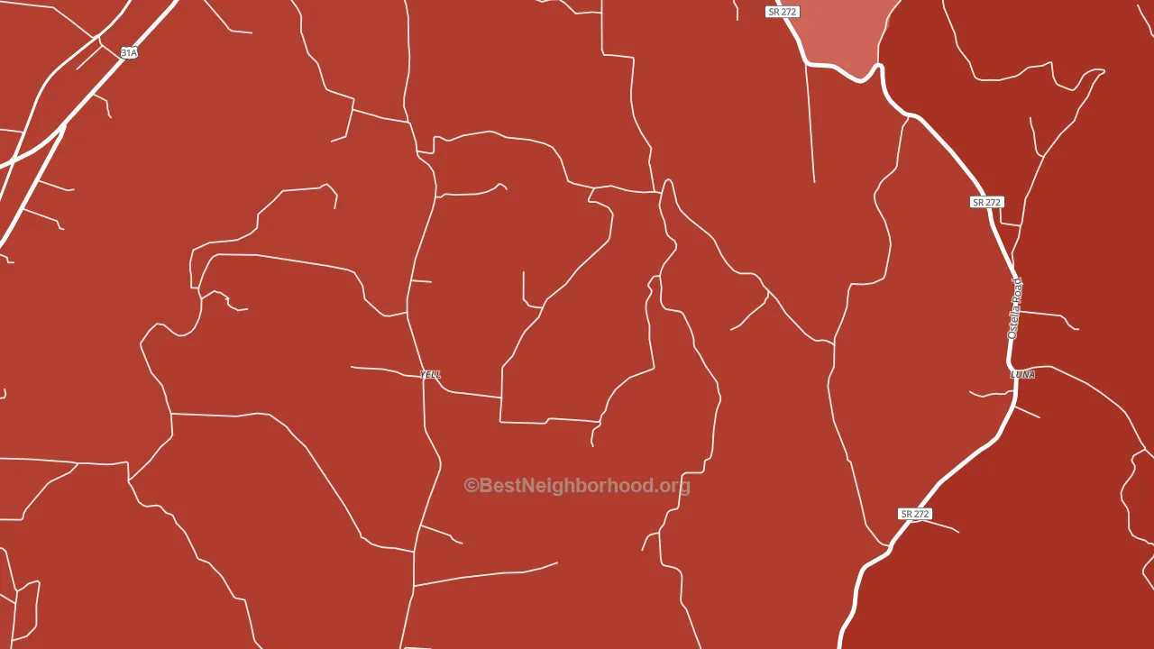 Yell, TN block-group political-lean map