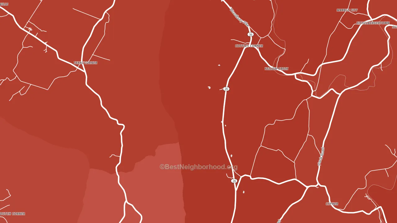 Yellow Creek, PA block-group political-lean map