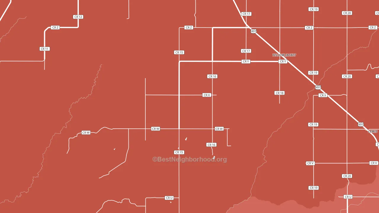 Yellow Jacket, CO block-group political-lean map