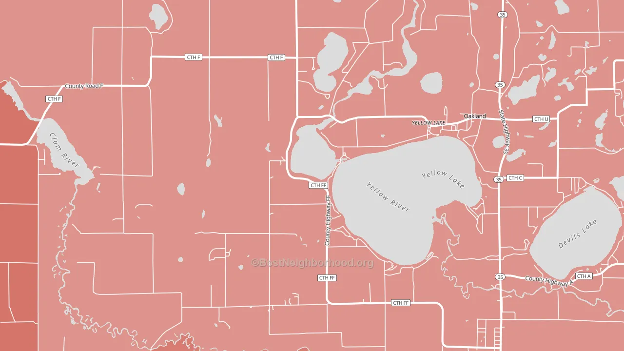 Yellow Lake, WI block-group political-lean map