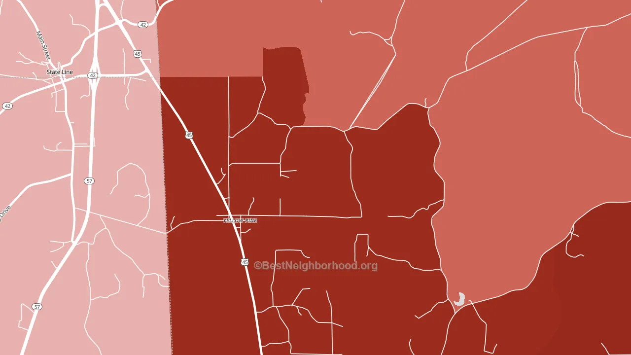 Yellow Pine, AL block-group political-lean map