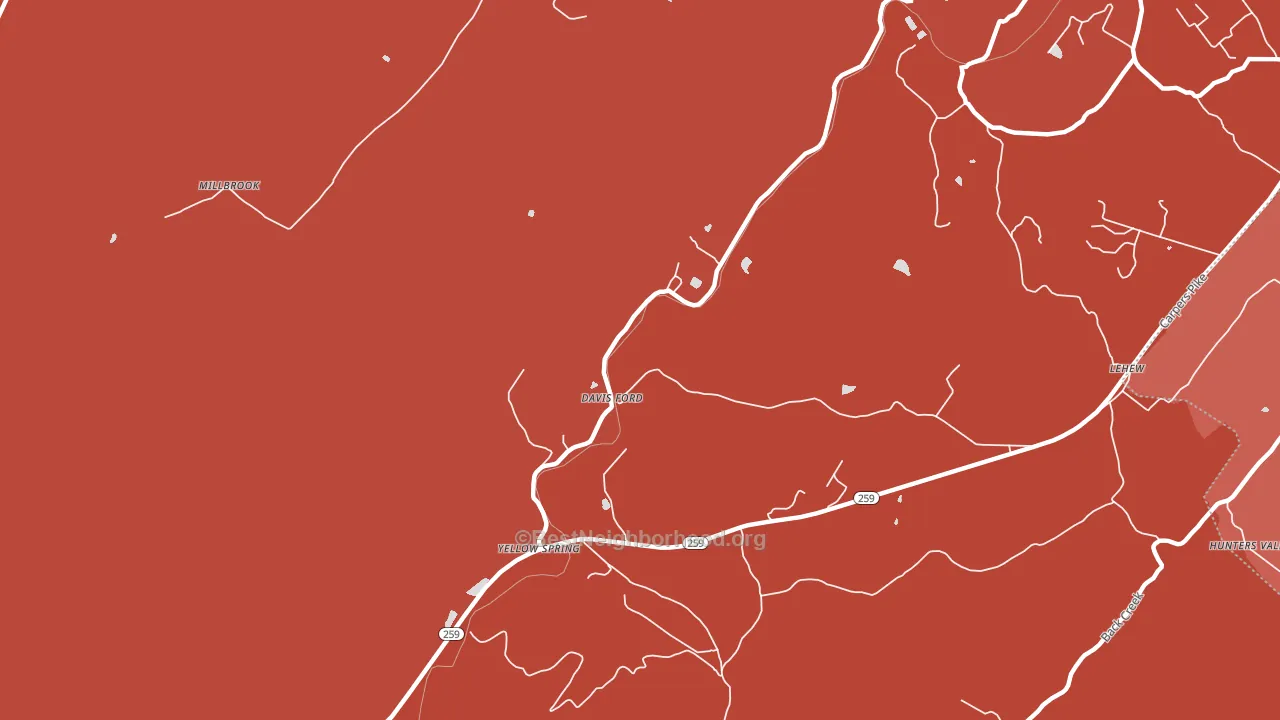Yellow Spring, WV block-group political-lean map
