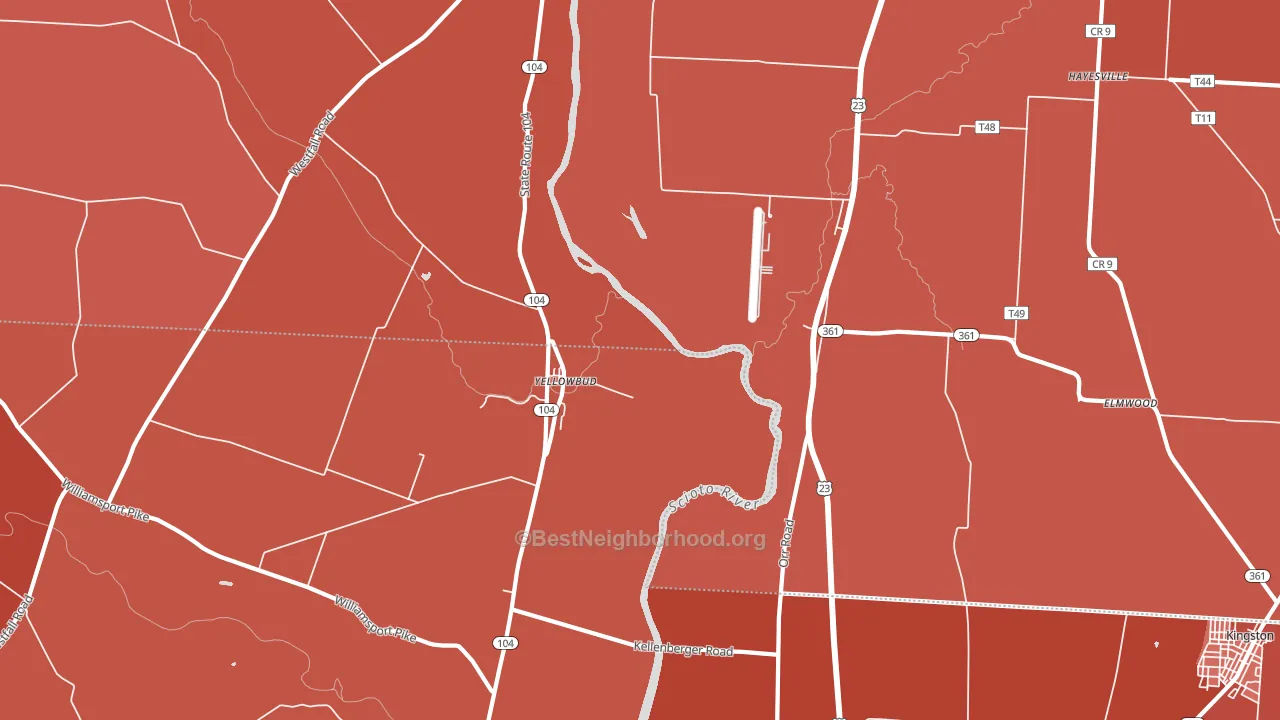 Yellowbud, OH block-group political-lean map