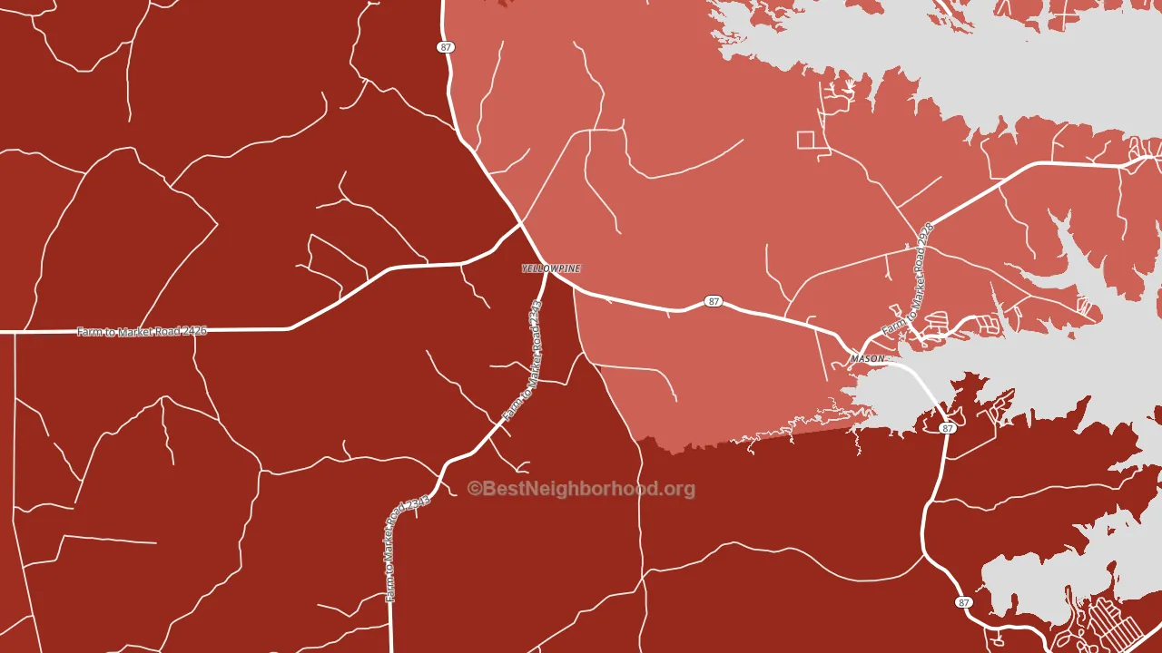 Yellowpine, TX block-group political-lean map