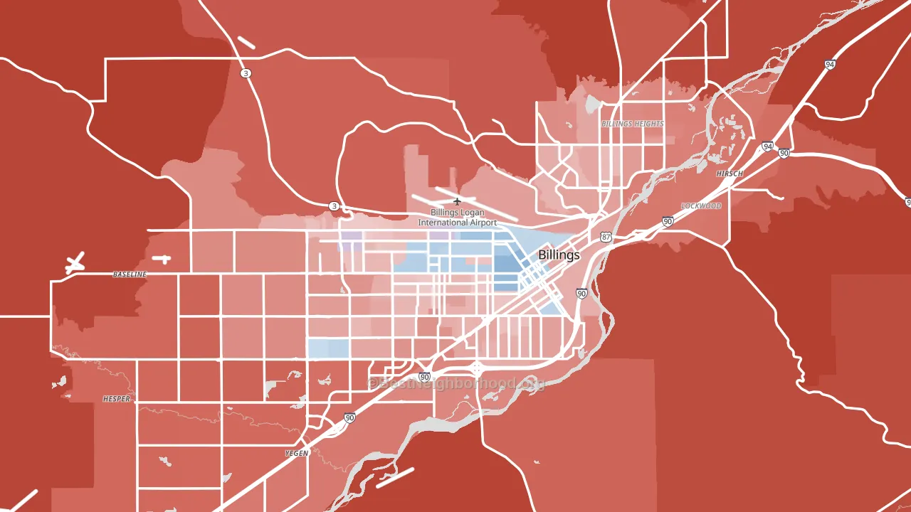 Yellowstone County, MT block-group political-lean map