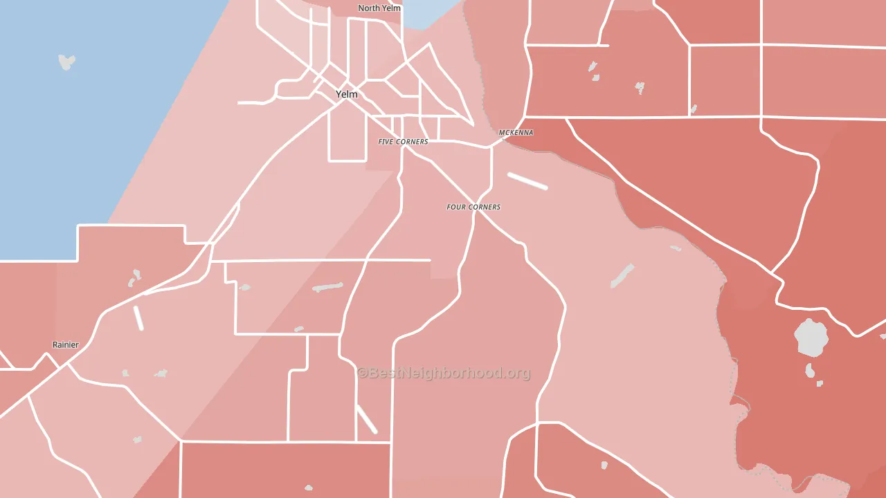 Yelm, WA block-group political-lean map