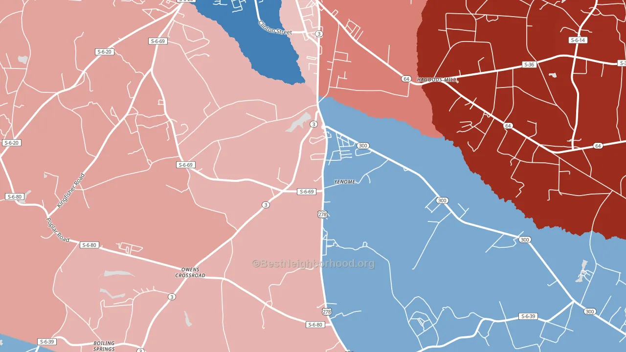 Yenome, SC block-group political-lean map