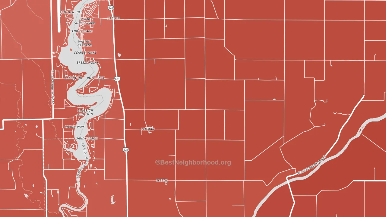 Yeoman, IN block-group political-lean map