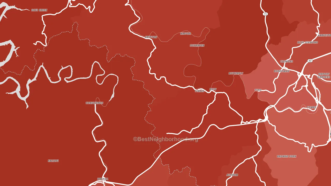 Yerkes, KY block-group political-lean map