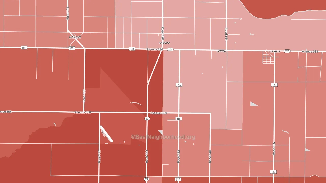 Yettem, CA block-group political-lean map