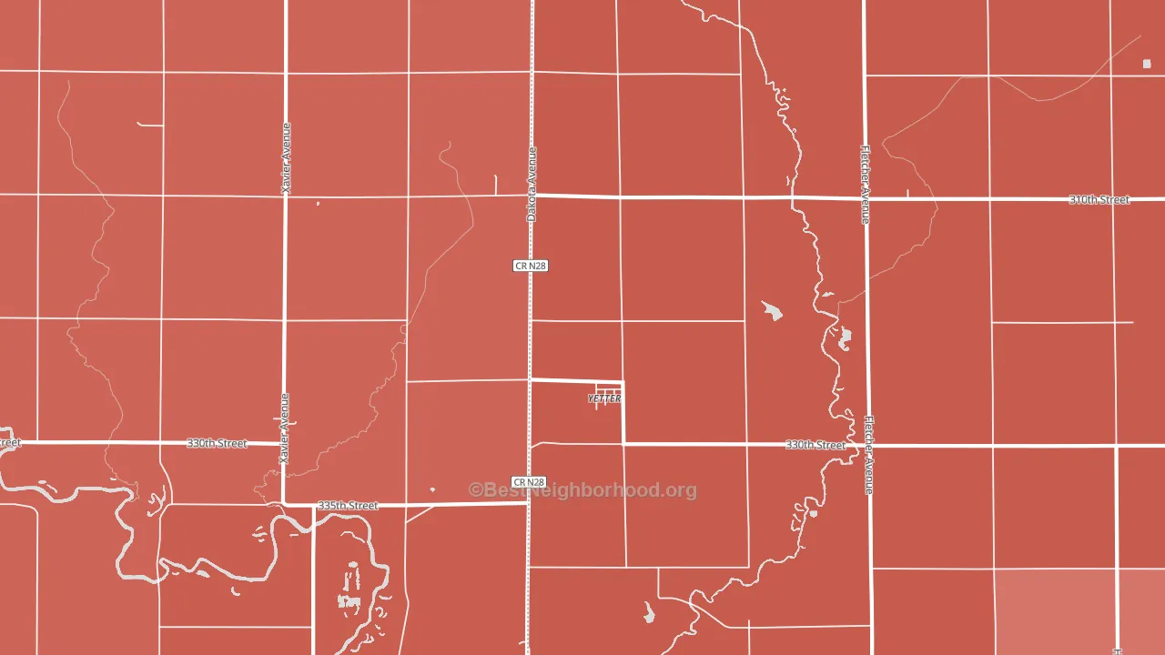 Yetter, IA block-group political-lean map
