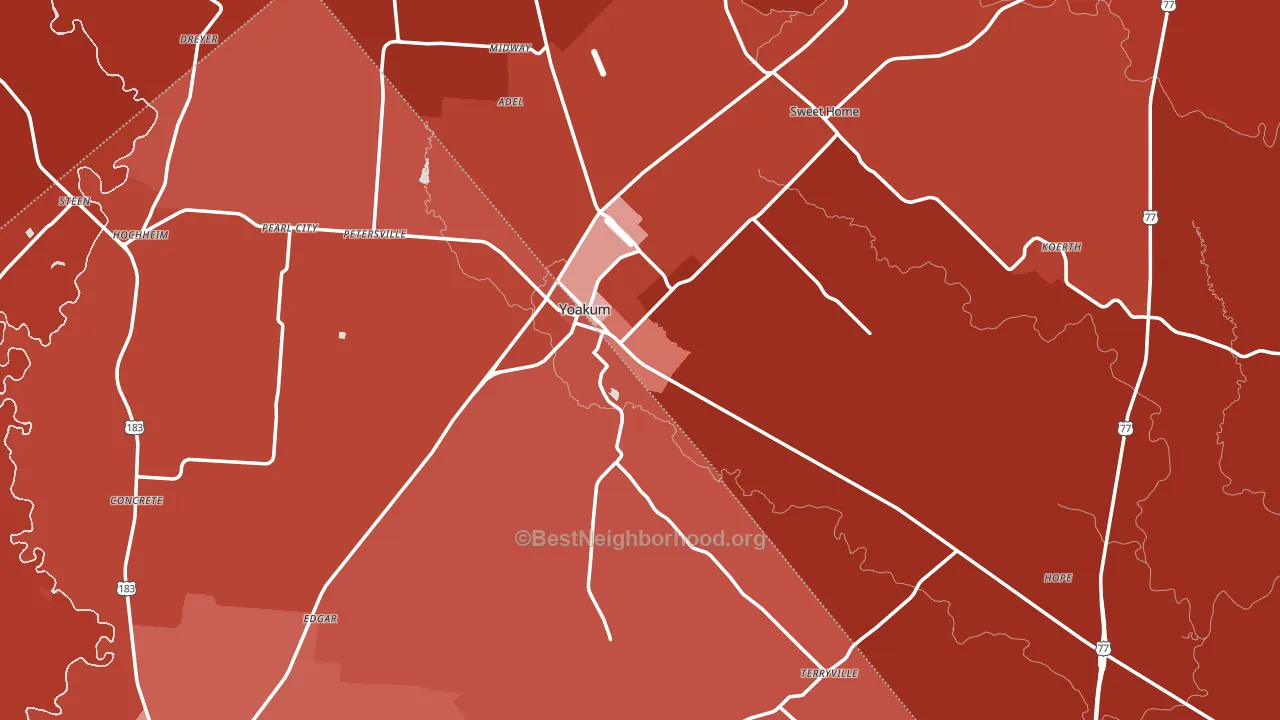 Yoakum, TX block-group political-lean map