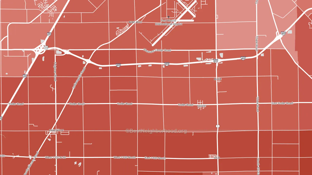 Yoder, IN block-group political-lean map