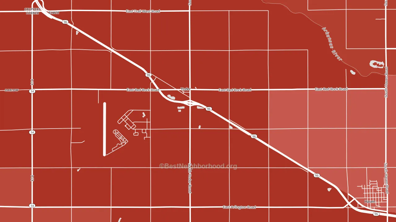 Yoder, KS block-group political-lean map
