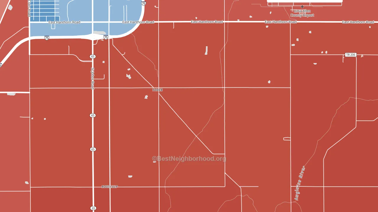 Yoder, OH block-group political-lean map