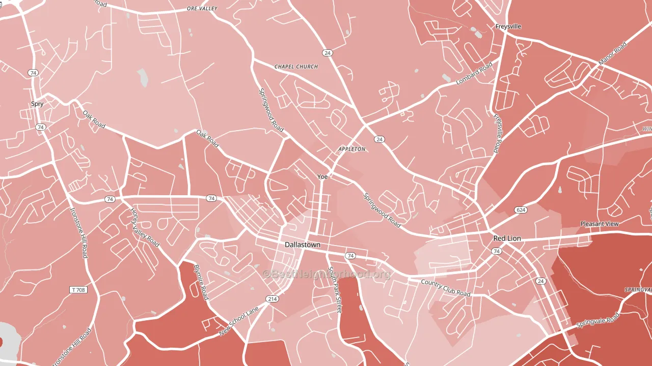 Yoe, PA block-group political-lean map