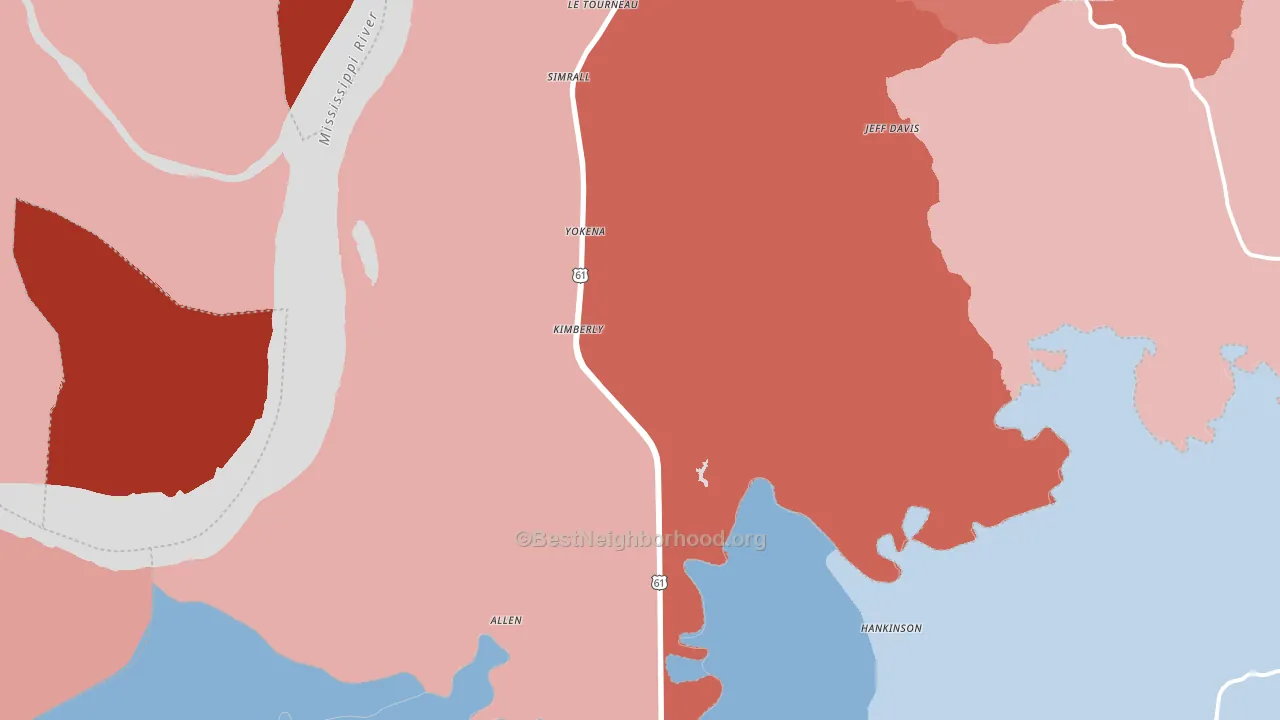 Yokena, MS block-group political-lean map
